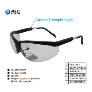 Ce En166 and Ansi Z87.1 Anti-Scratch Clear Anti-Fog Lens Adjustable Arms Protective Glasses Safety